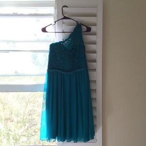 David’s Bridal Oasis Lace One Shoulder Short Dress